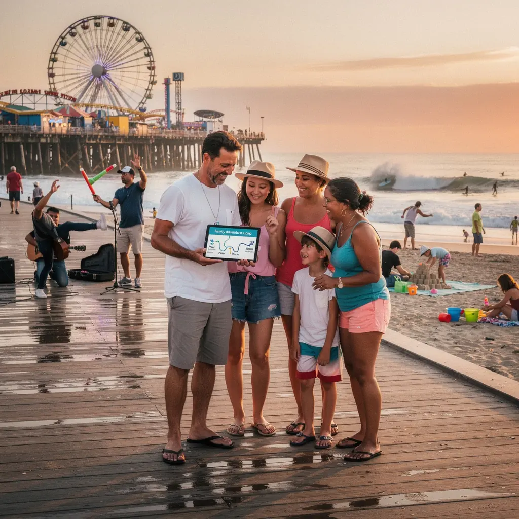 Zespół przewodników omawiających plan podróży dla grupy.